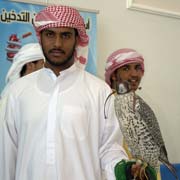 Student with hunting falcon